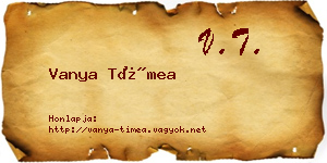 Vanya Tímea névjegykártya